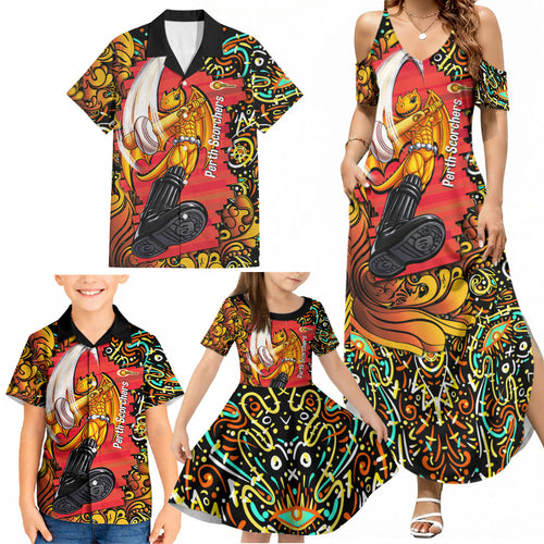 Personalized Perth Scorchers Cricket Family Matching Summer Maxi Dress and Hawaiian Shirt Hippie Psychedelic Pattern Vibrant Mandala Art Style