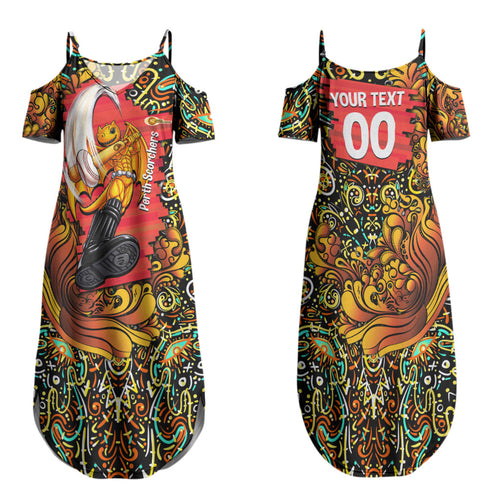 Personalized Perth Scorchers Cricket Family Matching Summer Maxi Dress and Hawaiian Shirt Hippie Psychedelic Pattern Vibrant Mandala Art Style
