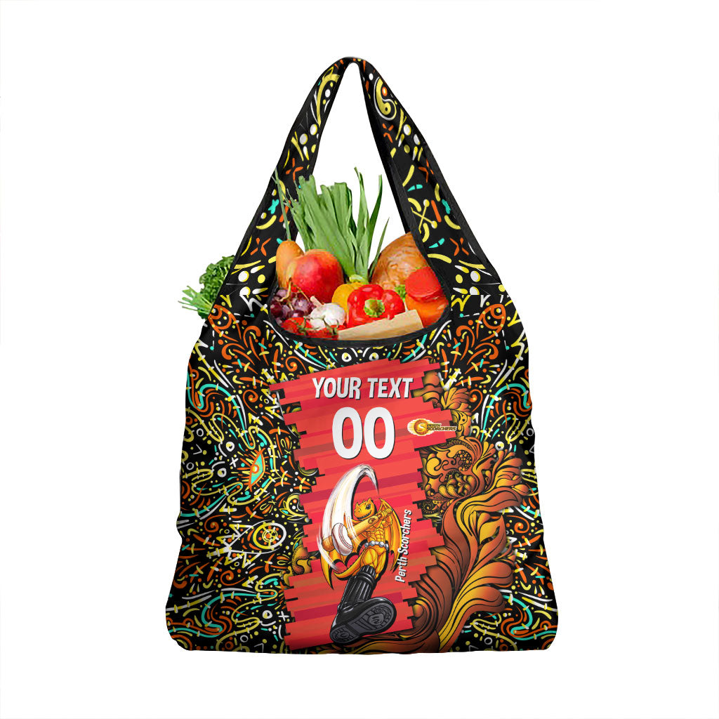 Personalized Perth Scorchers Cricket Grocery Bag Hippie Psychedelic Pattern Vibrant Mandala Art Style