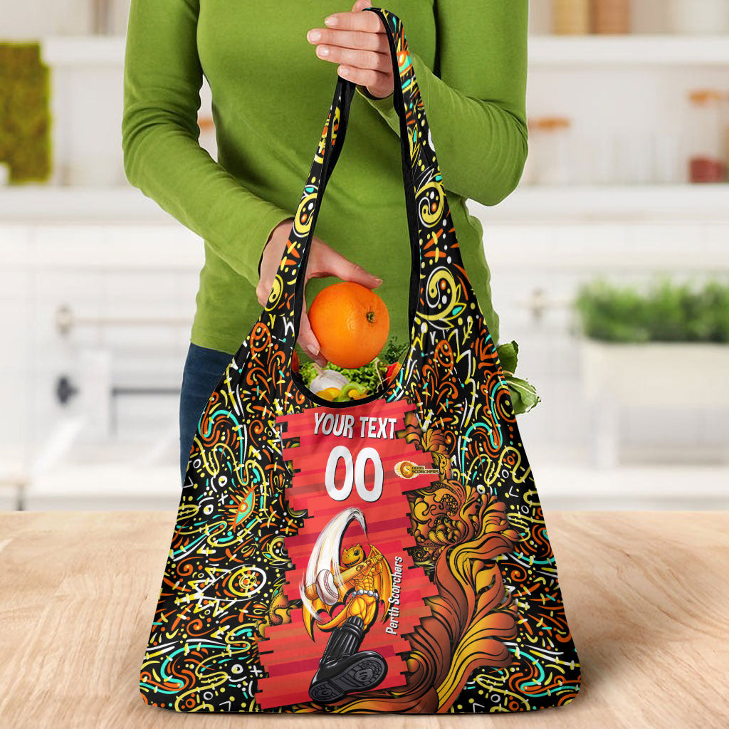 Personalized Perth Scorchers Cricket Grocery Bag Hippie Psychedelic Pattern Vibrant Mandala Art Style