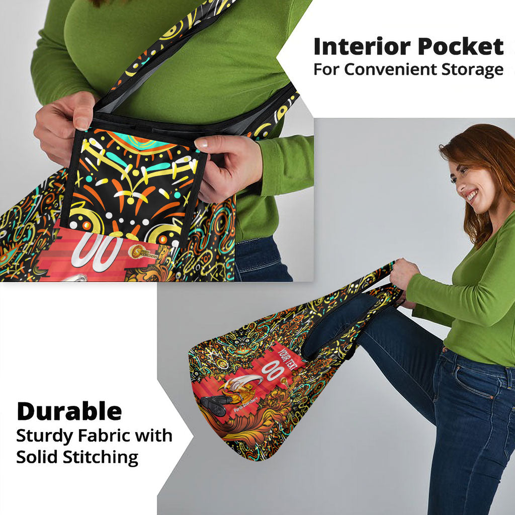 Personalized Perth Scorchers Cricket Grocery Bag Hippie Psychedelic Pattern Vibrant Mandala Art Style