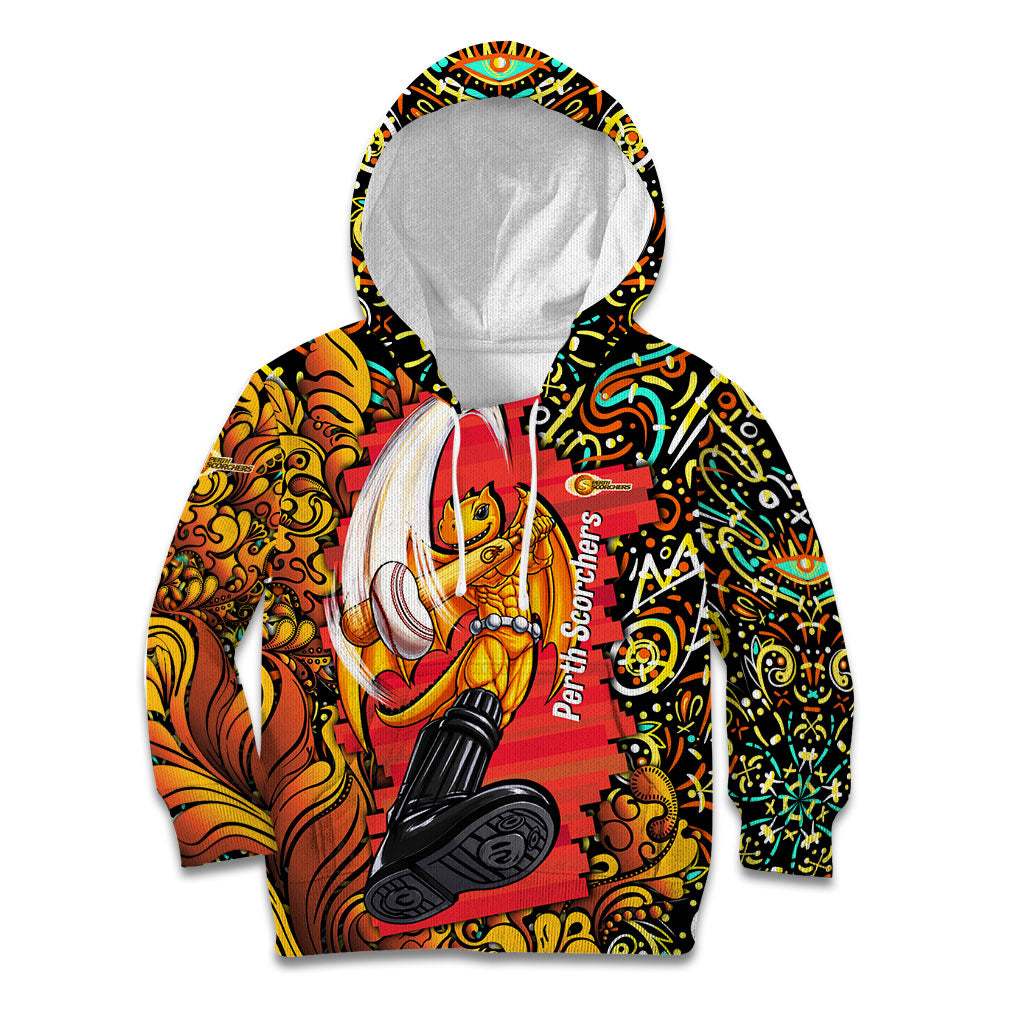 Personalized Perth Scorchers Cricket Kid Hoodie Hippie Psychedelic Pattern Vibrant Mandala Art Style