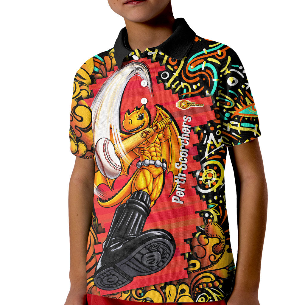 Personalized Perth Scorchers Cricket Kid Polo Shirt Hippie Psychedelic Pattern Vibrant Mandala Art Style