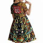 Personalized Perth Scorchers Cricket Kid Short Sleeve Dress Hippie Psychedelic Pattern Vibrant Mandala Art Style