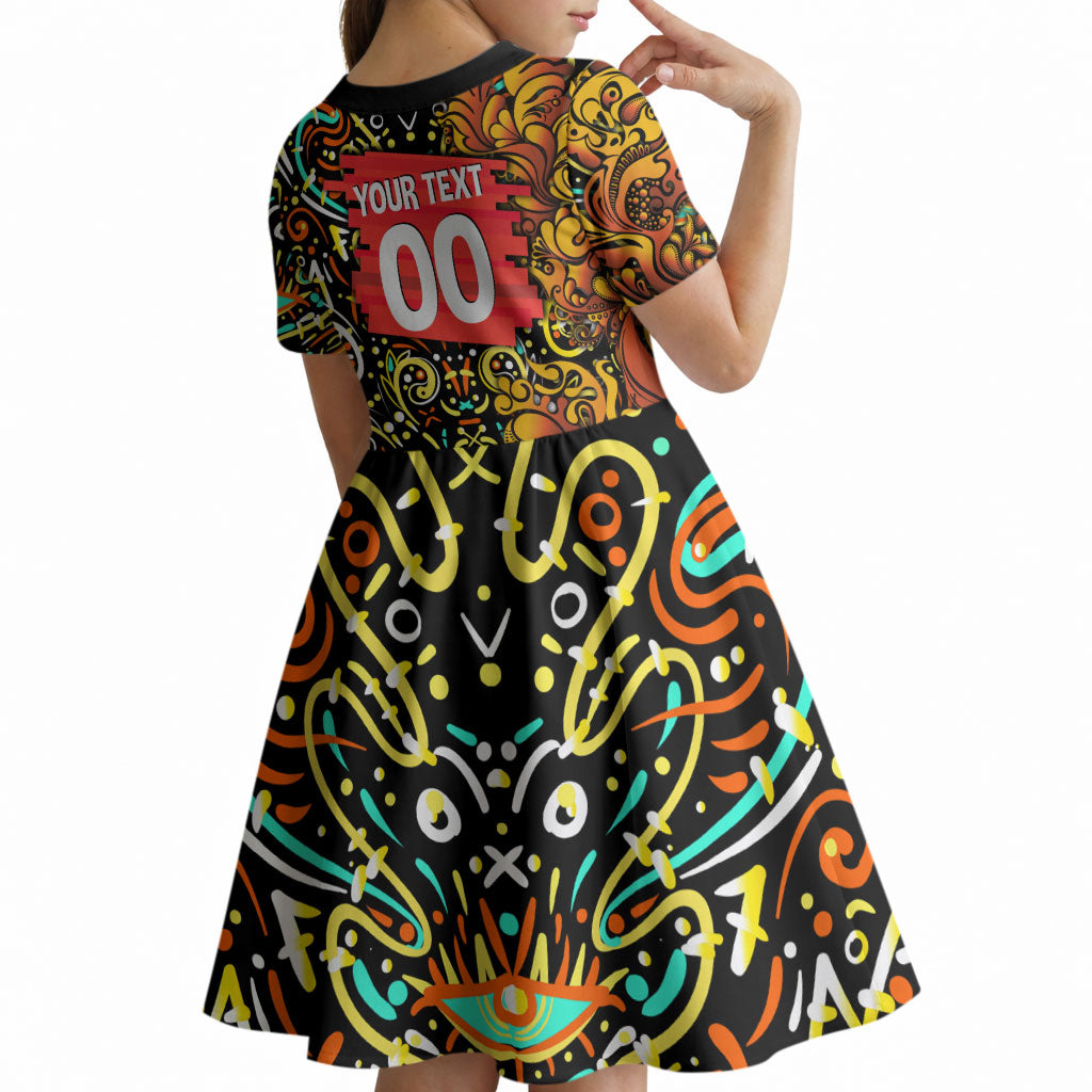 Personalized Perth Scorchers Cricket Kid Short Sleeve Dress Hippie Psychedelic Pattern Vibrant Mandala Art Style
