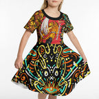 Personalized Perth Scorchers Cricket Kid Short Sleeve Dress Hippie Psychedelic Pattern Vibrant Mandala Art Style