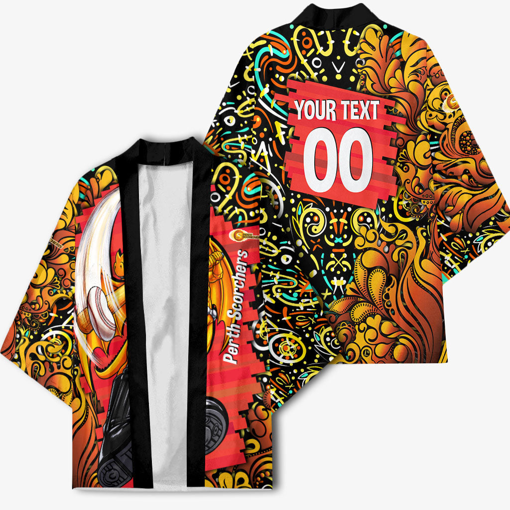 Personalized Perth Scorchers Cricket Kimono Hippie Psychedelic Pattern Vibrant Mandala Art Style