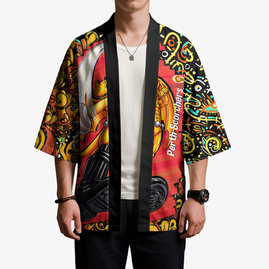 Personalized Perth Scorchers Cricket Kimono Hippie Psychedelic Pattern Vibrant Mandala Art Style