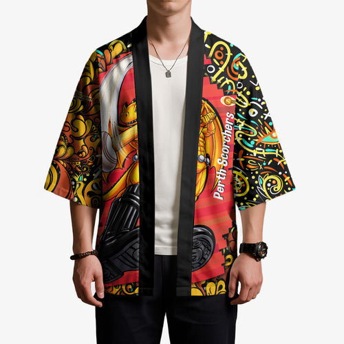 Personalized Perth Scorchers Cricket Kimono Hippie Psychedelic Pattern Vibrant Mandala Art Style