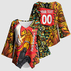 Personalized Perth Scorchers Cricket Kimono Sleeve Blouse Hippie Psychedelic Pattern Vibrant Mandala Art Style