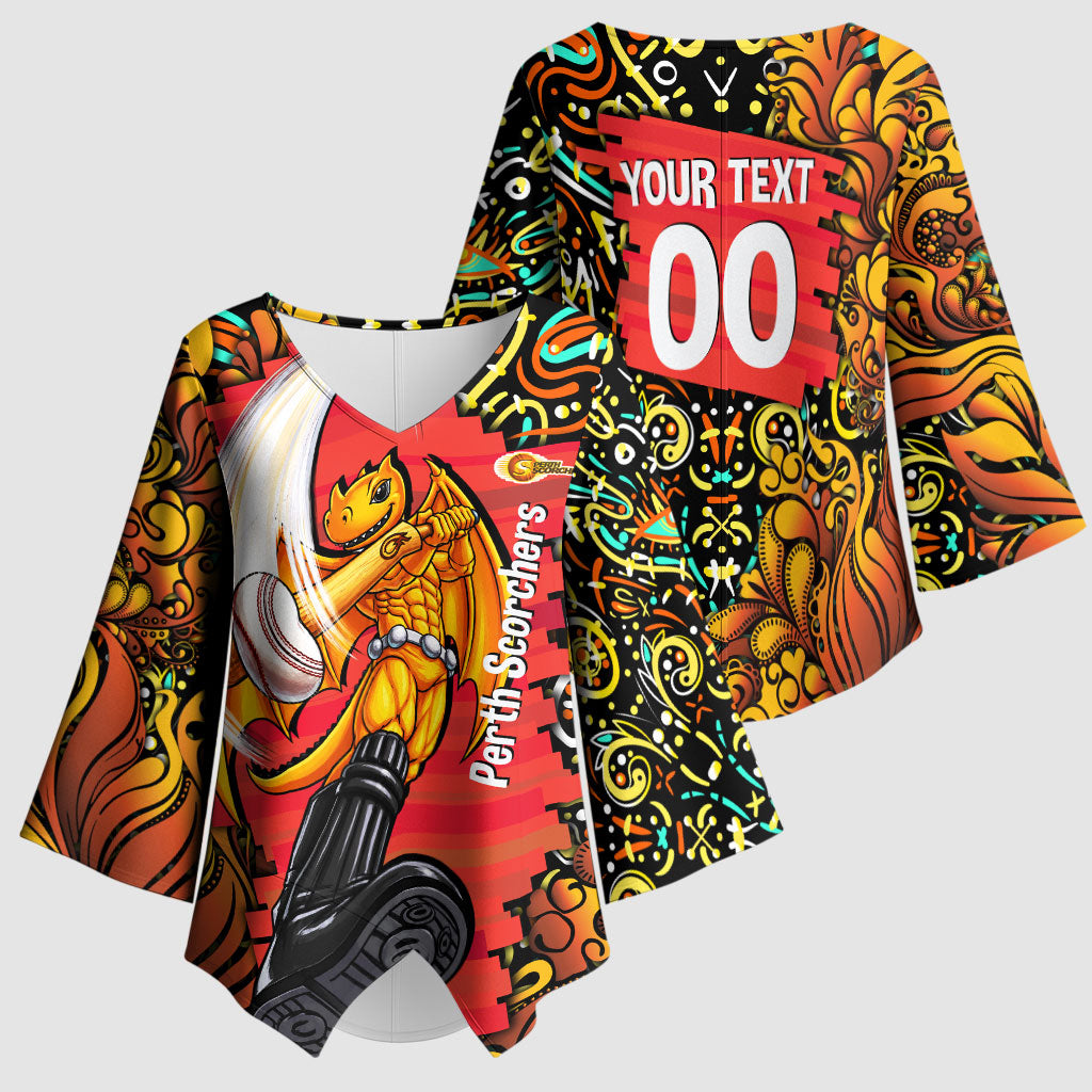Personalized Perth Scorchers Cricket Kimono Sleeve Blouse Hippie Psychedelic Pattern Vibrant Mandala Art Style