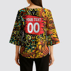 Personalized Perth Scorchers Cricket Kimono Sleeve Blouse Hippie Psychedelic Pattern Vibrant Mandala Art Style
