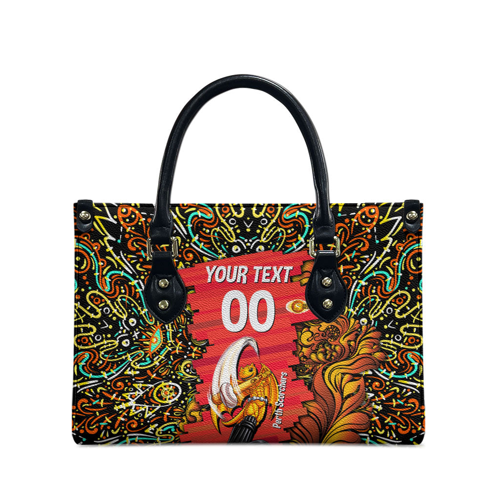 Personalized Perth Scorchers Cricket Leather Bag Hippie Psychedelic Pattern Vibrant Mandala Art Style