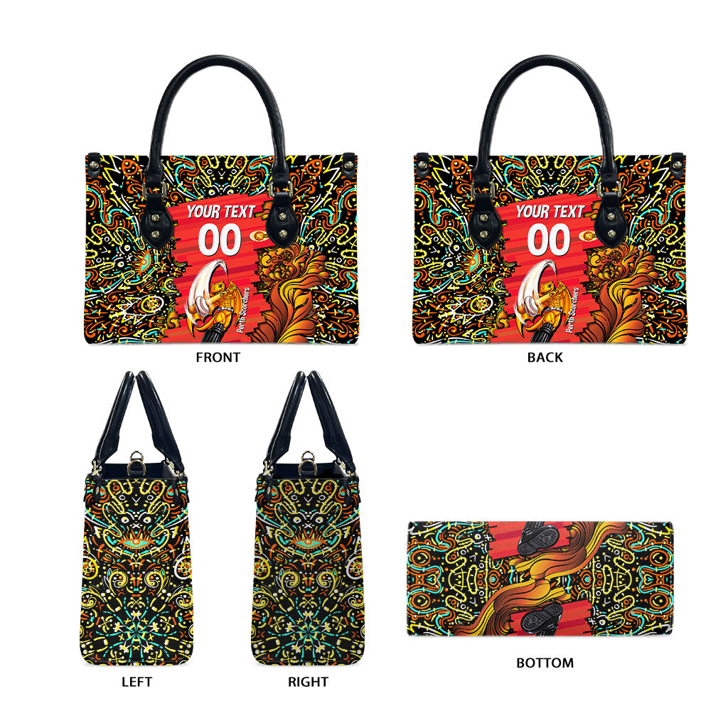 Personalized Perth Scorchers Cricket Leather Bag Hippie Psychedelic Pattern Vibrant Mandala Art Style
