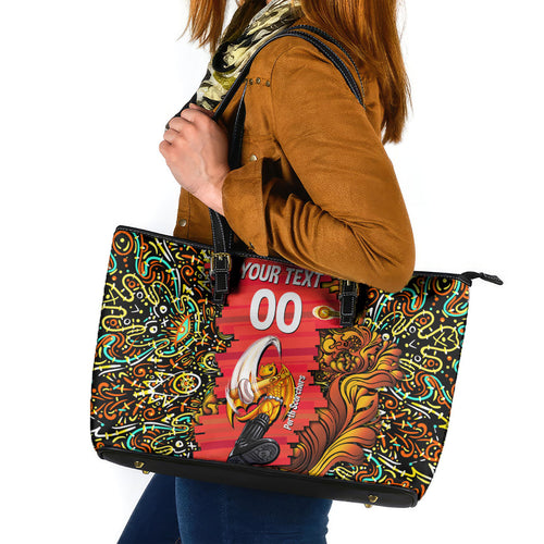 Personalized Perth Scorchers Cricket Leather Tote Bag Hippie Psychedelic Pattern Vibrant Mandala Art Style