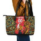 Personalized Perth Scorchers Cricket Leather Tote Bag Hippie Psychedelic Pattern Vibrant Mandala Art Style