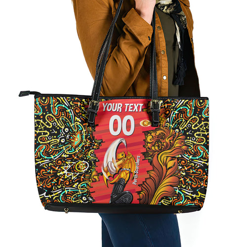 Personalized Perth Scorchers Cricket Leather Tote Bag Hippie Psychedelic Pattern Vibrant Mandala Art Style