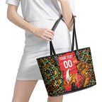 Personalized Perth Scorchers Cricket Leather Tote Bag Hippie Psychedelic Pattern Vibrant Mandala Art Style