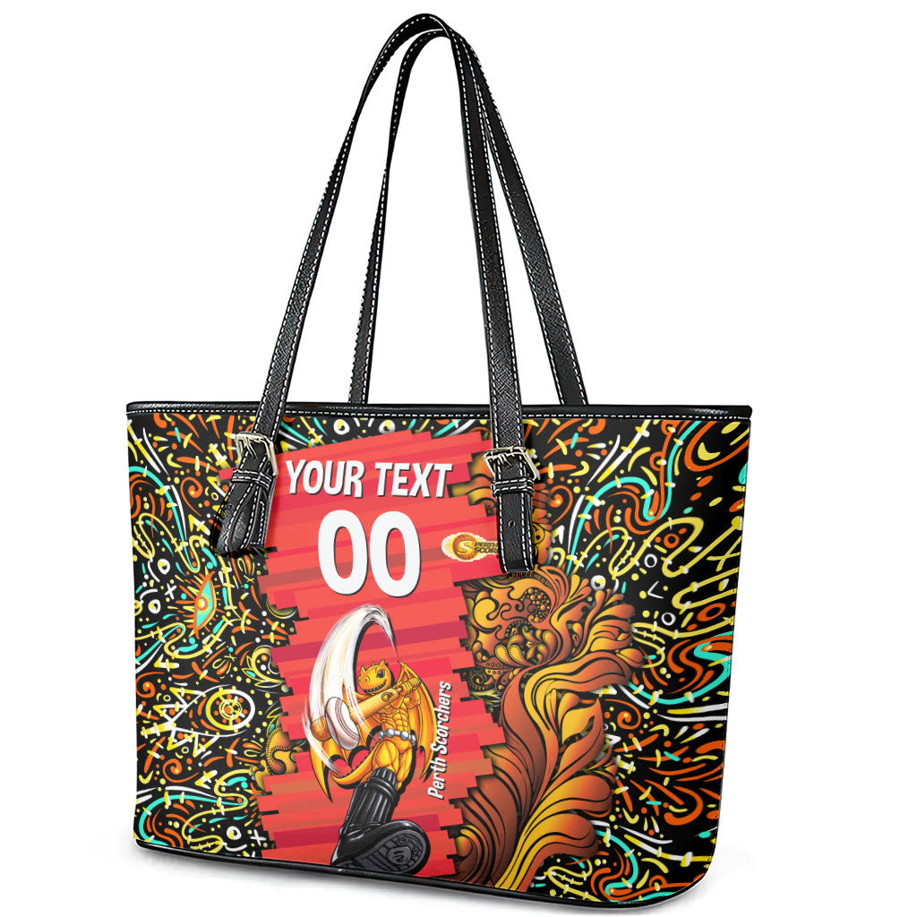 Personalized Perth Scorchers Cricket Leather Tote Bag Hippie Psychedelic Pattern Vibrant Mandala Art Style