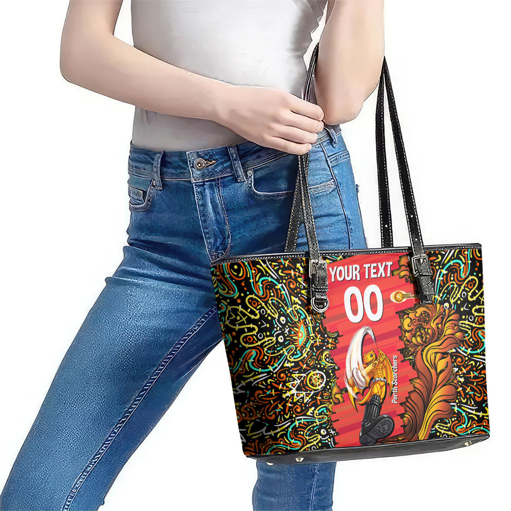 Personalized Perth Scorchers Cricket Leather Tote Bag Hippie Psychedelic Pattern Vibrant Mandala Art Style