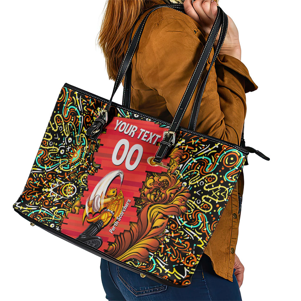 Personalized Perth Scorchers Cricket Leather Tote Bag Hippie Psychedelic Pattern Vibrant Mandala Art Style