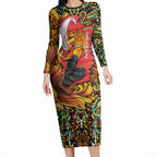 Personalized Perth Scorchers Cricket Long Sleeve Bodycon Dress Hippie Psychedelic Pattern Vibrant Mandala Art Style