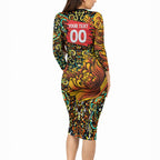 Personalized Perth Scorchers Cricket Long Sleeve Bodycon Dress Hippie Psychedelic Pattern Vibrant Mandala Art Style