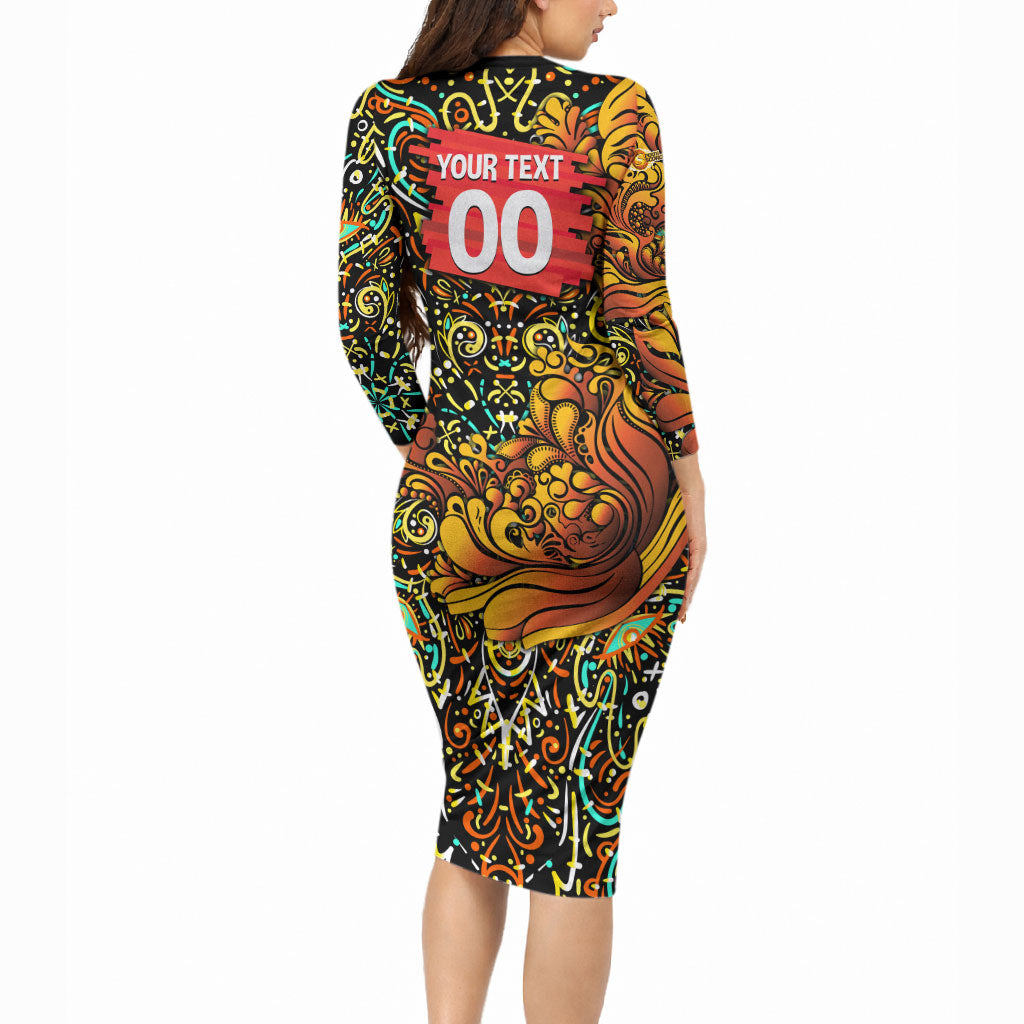 Personalized Perth Scorchers Cricket Long Sleeve Bodycon Dress Hippie Psychedelic Pattern Vibrant Mandala Art Style