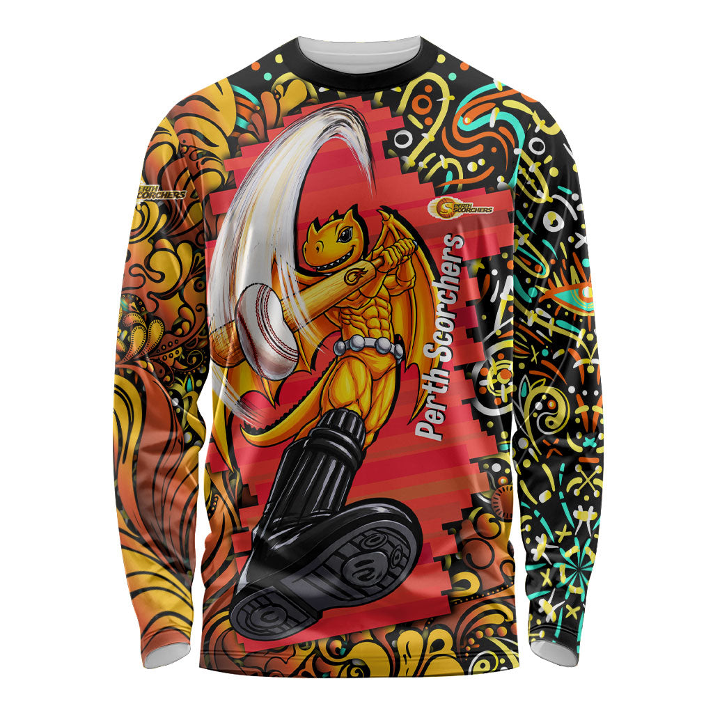 Personalized Perth Scorchers Cricket Long Sleeve Shirt Hippie Psychedelic Pattern Vibrant Mandala Art Style