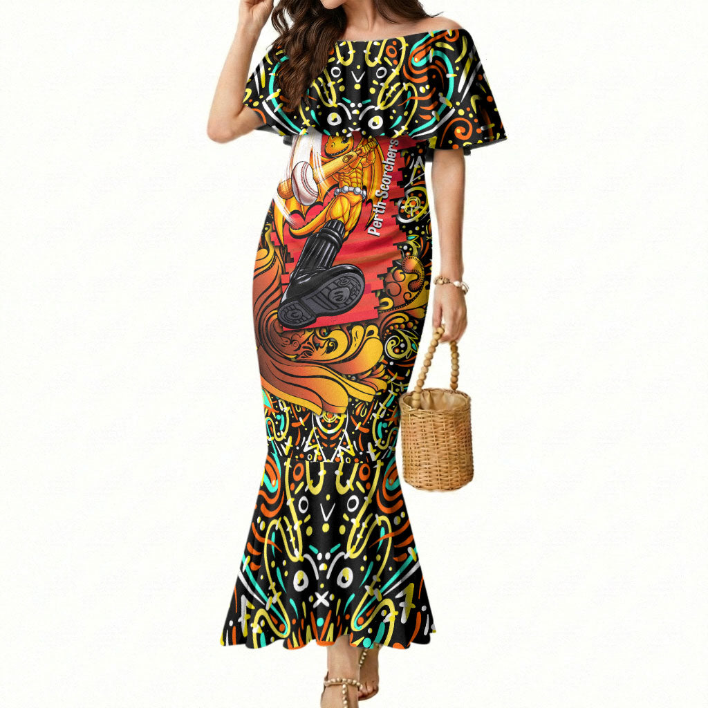 Personalized Perth Scorchers Cricket Mermaid Dress Hippie Psychedelic Pattern Vibrant Mandala Art Style