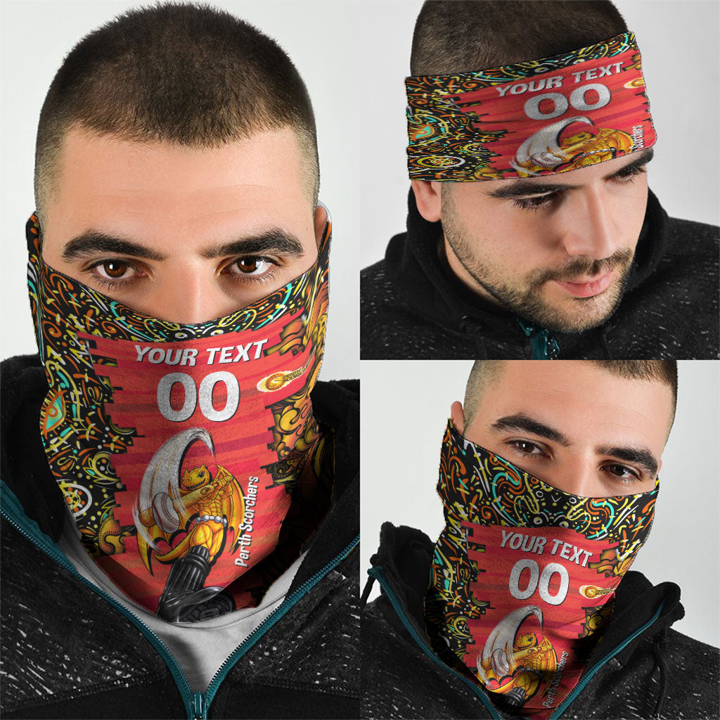 Personalized Perth Scorchers Cricket Neck Gaiter Hippie Psychedelic Pattern Vibrant Mandala Art Style