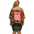 Personalized Perth Scorchers Cricket Off Shoulder Short Dress Hippie Psychedelic Pattern Vibrant Mandala Art Style