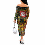 Personalized Perth Scorchers Cricket Off The Shoulder Long Sleeve Dress Hippie Psychedelic Pattern Vibrant Mandala Art Style