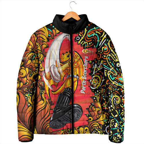 Personalized Perth Scorchers Cricket Padded Jacket Hippie Psychedelic Pattern Vibrant Mandala Art Style
