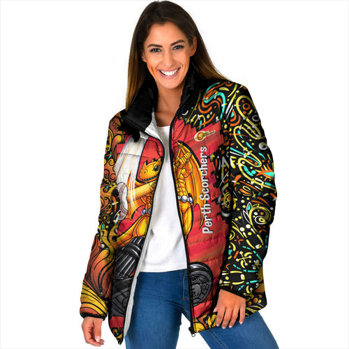 Personalized Perth Scorchers Cricket Padded Jacket Hippie Psychedelic Pattern Vibrant Mandala Art Style