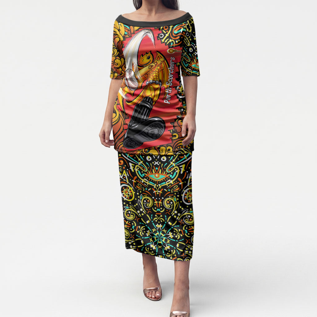 Personalized Perth Scorchers Cricket Puletasi Hippie Psychedelic Pattern Vibrant Mandala Art Style