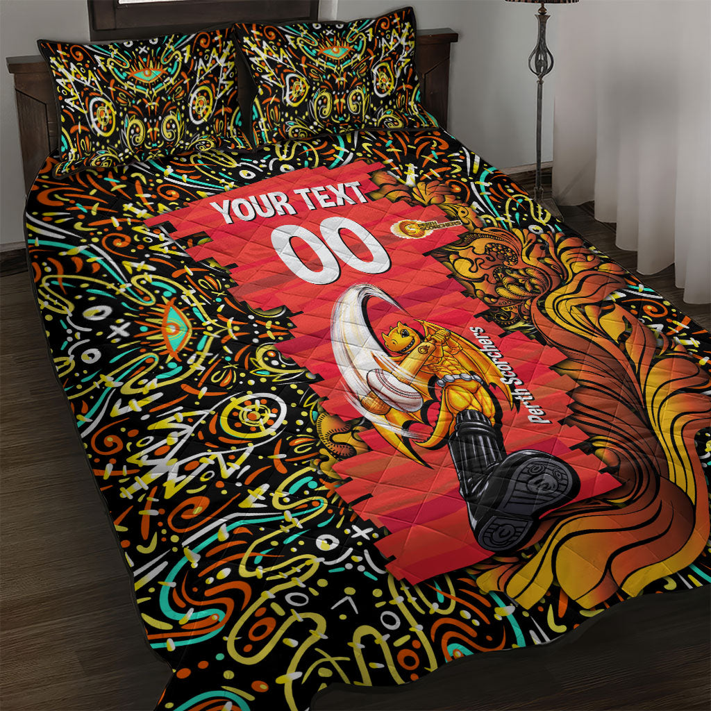 Personalized Perth Scorchers Cricket Quilt Bed Set Hippie Psychedelic Pattern Vibrant Mandala Art Style