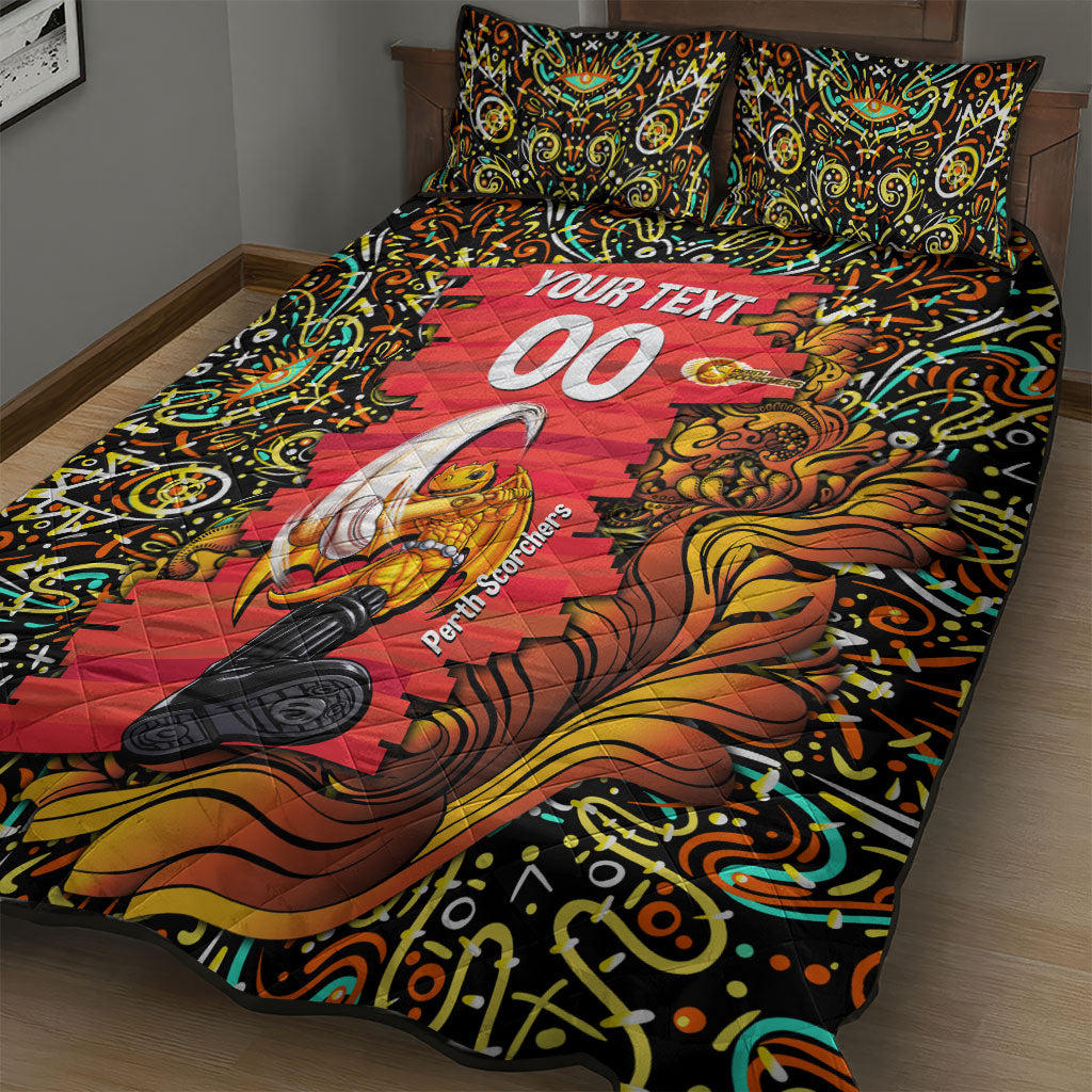 Personalized Perth Scorchers Cricket Quilt Bed Set Hippie Psychedelic Pattern Vibrant Mandala Art Style