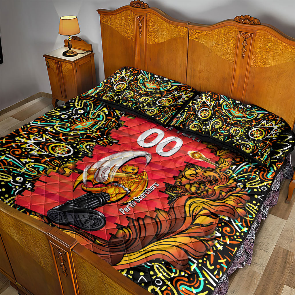 Personalized Perth Scorchers Cricket Quilt Bed Set Hippie Psychedelic Pattern Vibrant Mandala Art Style