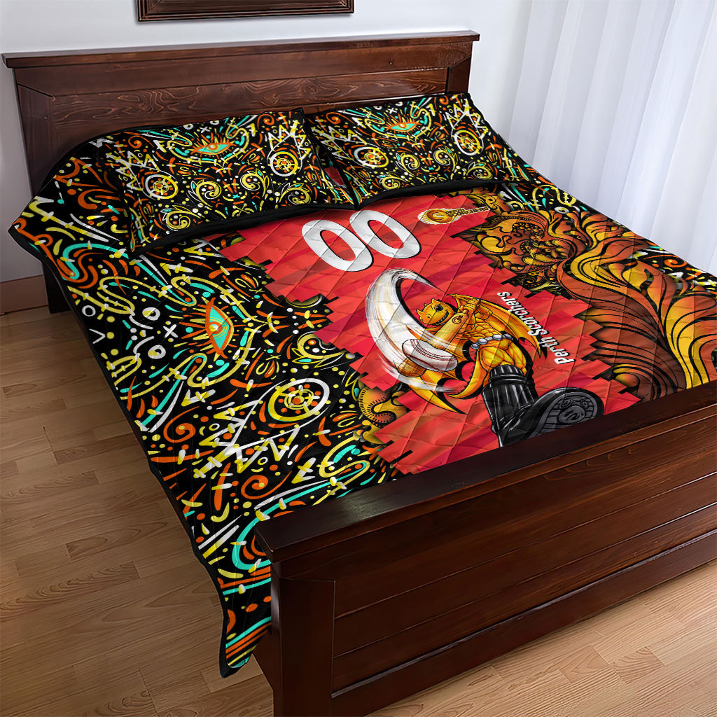 Personalized Perth Scorchers Cricket Quilt Bed Set Hippie Psychedelic Pattern Vibrant Mandala Art Style