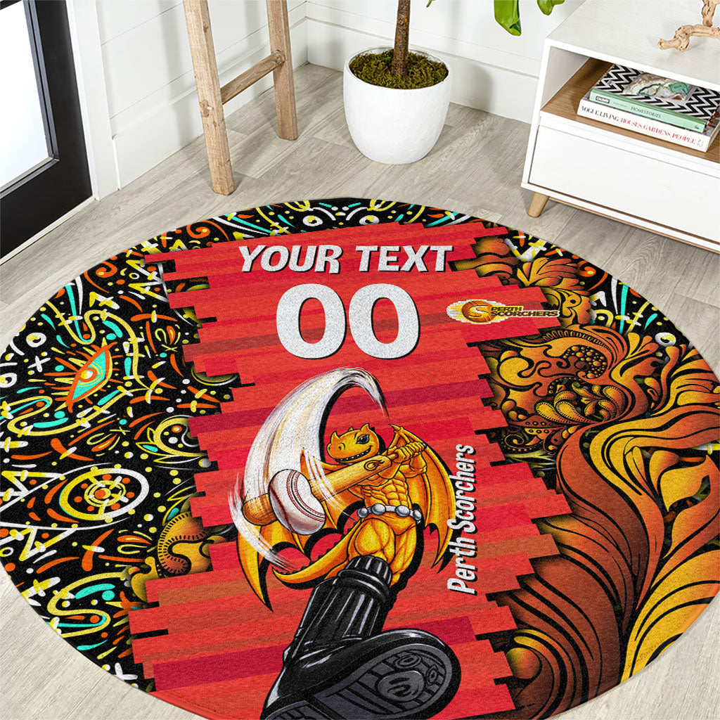 Personalized Perth Scorchers Cricket Round Carpet Hippie Psychedelic Pattern Vibrant Mandala Art Style