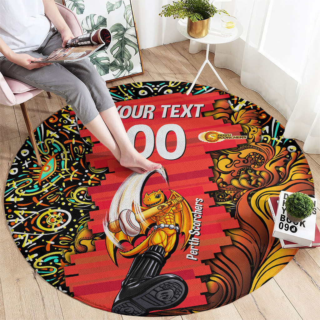 Personalized Perth Scorchers Cricket Round Carpet Hippie Psychedelic Pattern Vibrant Mandala Art Style