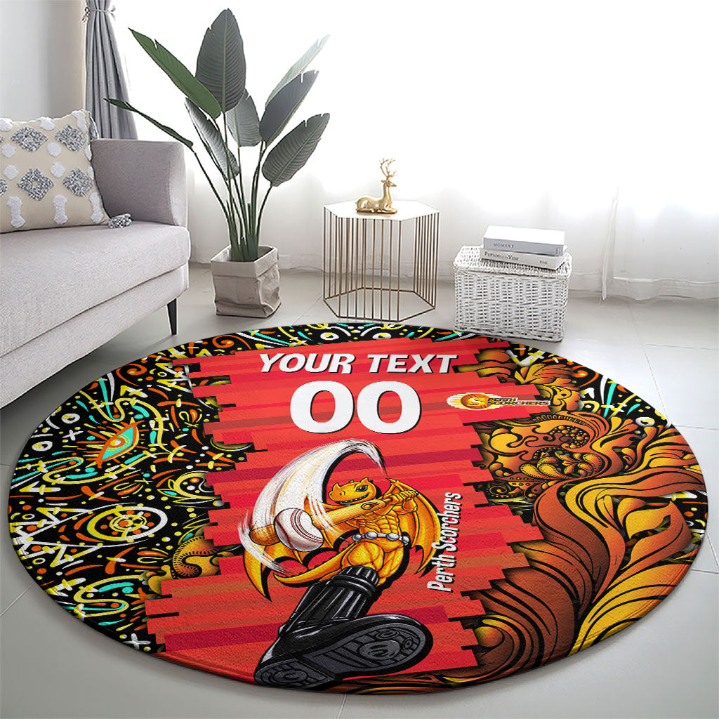 Personalized Perth Scorchers Cricket Round Carpet Hippie Psychedelic Pattern Vibrant Mandala Art Style