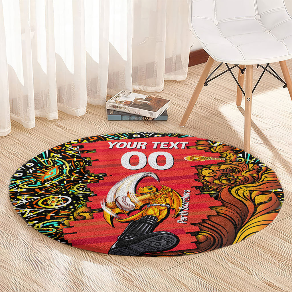 Personalized Perth Scorchers Cricket Round Carpet Hippie Psychedelic Pattern Vibrant Mandala Art Style