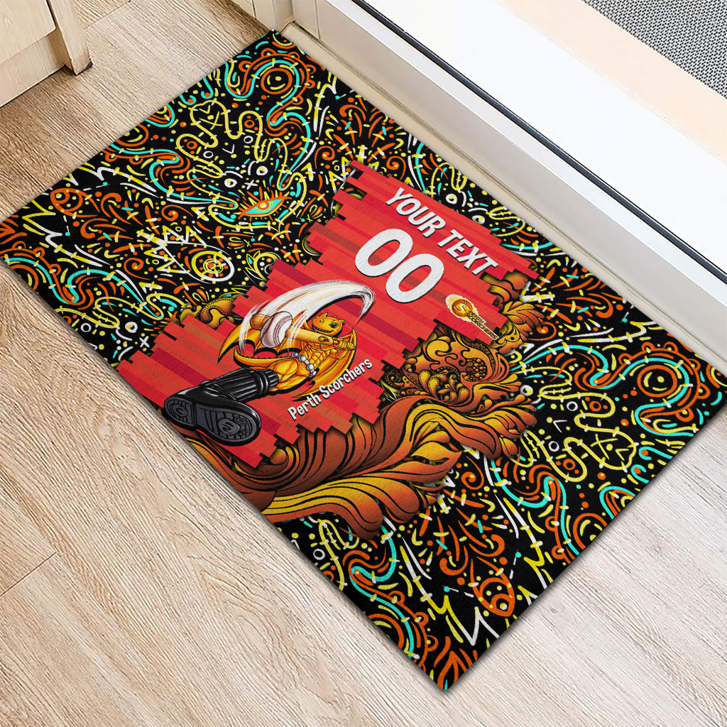 Personalized Perth Scorchers Cricket Rubber Doormat Hippie Psychedelic Pattern Vibrant Mandala Art Style