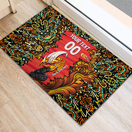 Personalized Perth Scorchers Cricket Rubber Doormat Hippie Psychedelic Pattern Vibrant Mandala Art Style