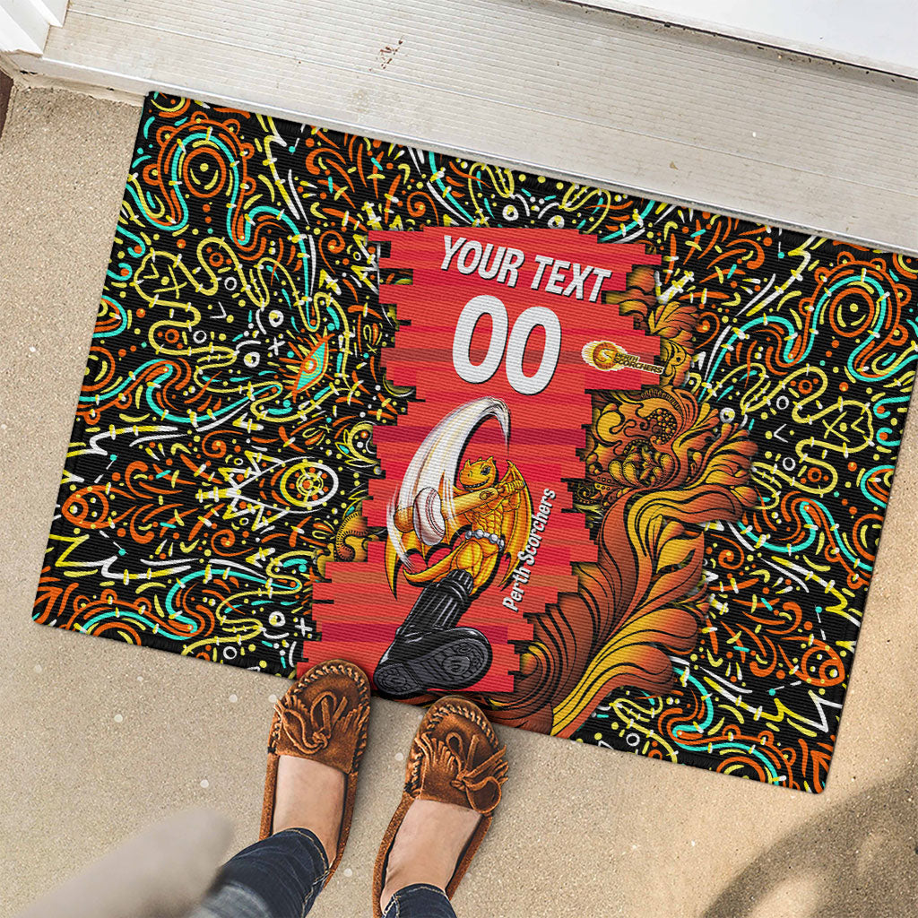 Personalized Perth Scorchers Cricket Rubber Doormat Hippie Psychedelic Pattern Vibrant Mandala Art Style