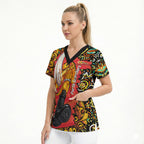 Personalized Perth Scorchers Cricket Scrub Top Hippie Psychedelic Pattern Vibrant Mandala Art Style