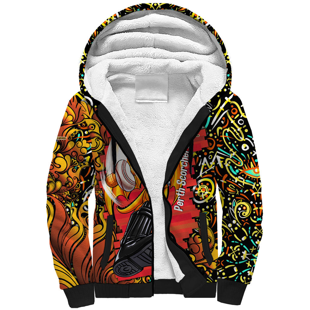 Personalized Perth Scorchers Cricket Sherpa Hoodie Hippie Psychedelic Pattern Vibrant Mandala Art Style