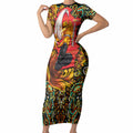 Personalized Perth Scorchers Cricket Short Sleeve Bodycon Dress Hippie Psychedelic Pattern Vibrant Mandala Art Style